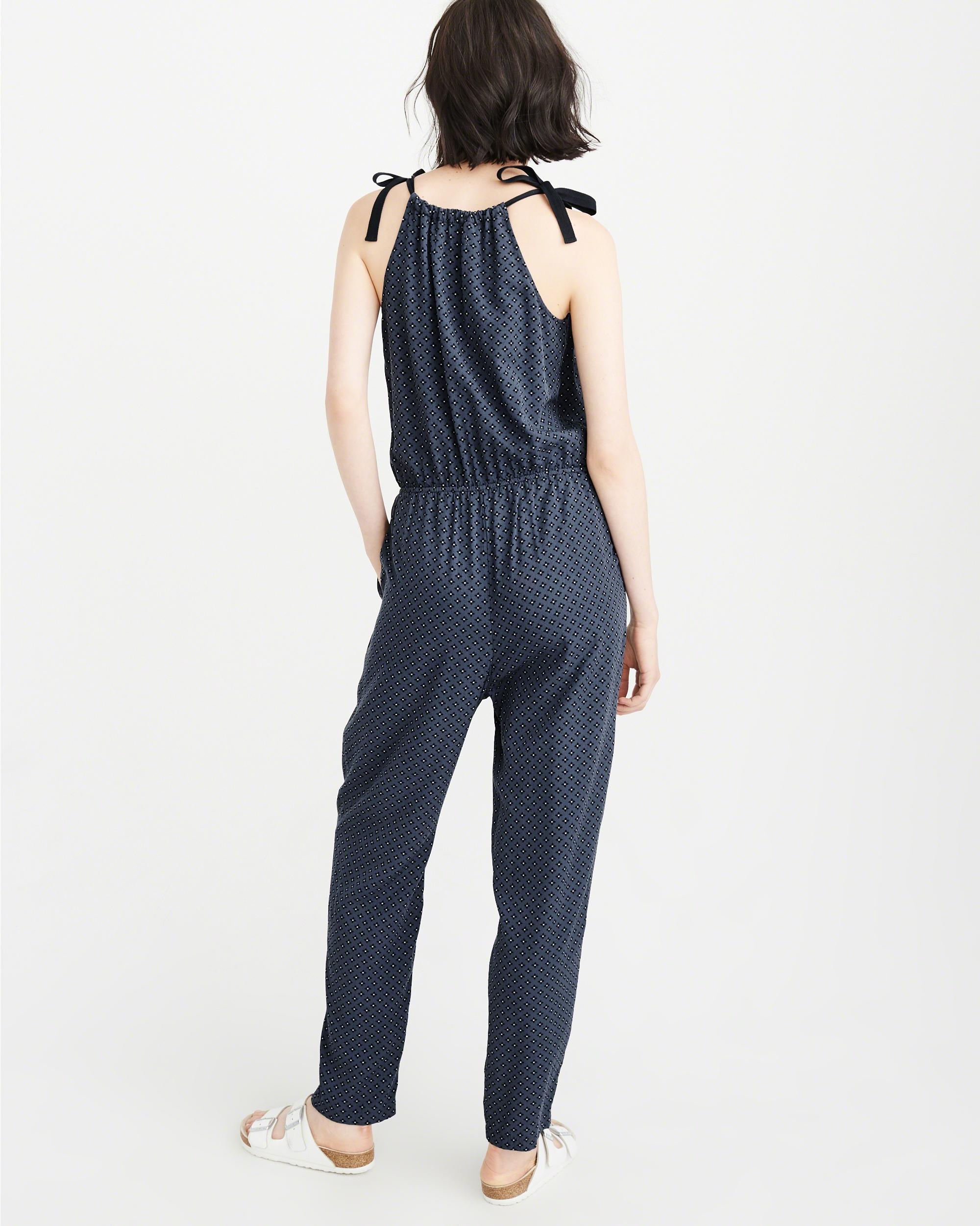 Lyst Abercrombie & Fitch Tieshoulder Jumpsuit in Blue
